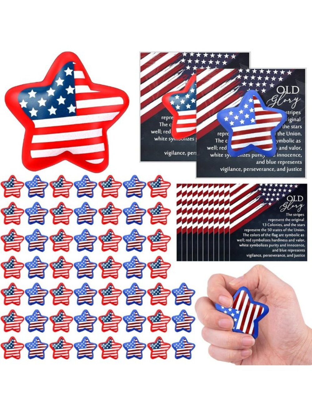 Patriotic Veterans Day Gifts - 60 USA Flag Balls & Party Favors for Celebrations